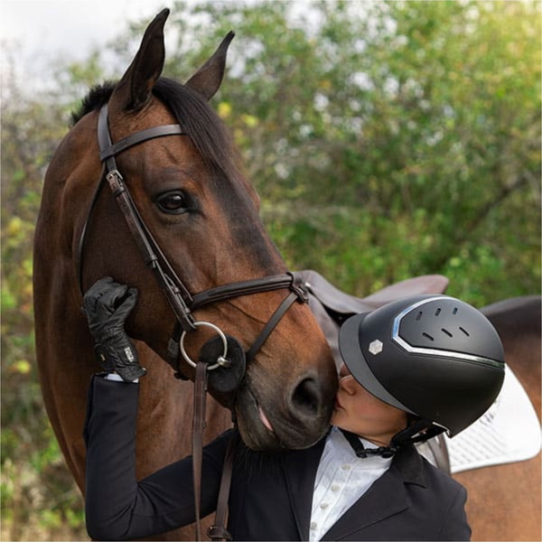 2025 Charles Owen Kylo Wide Peak Riding Helm KYLOW - Black Matte / Silver
